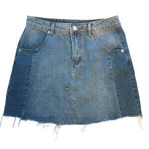 Altar'd State Denim Frayed Skirt, Women's XS, Distressed, Festival, Country